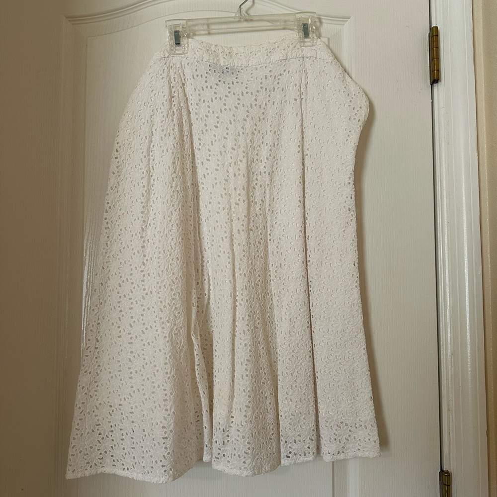 Alfani Cream Midi A-Line Skirt Pleated Casual